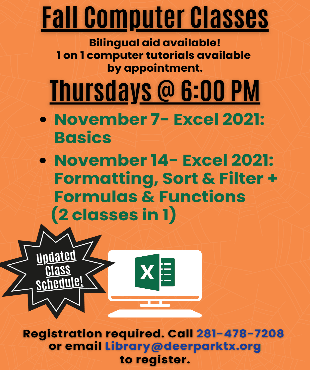 Fall 2024 October Calendar Computer Classes