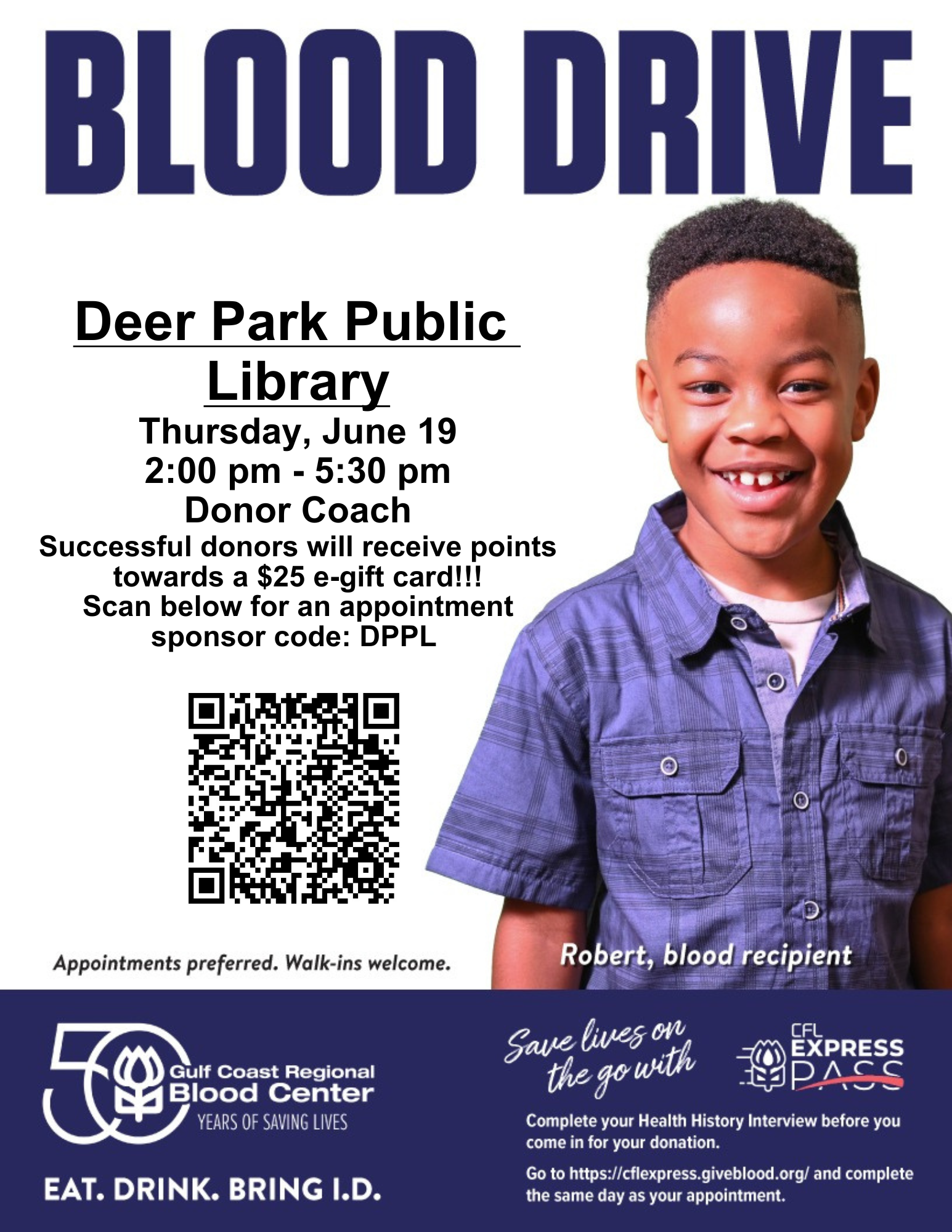 Blood Drive Deer Park Public Library 6.19.25