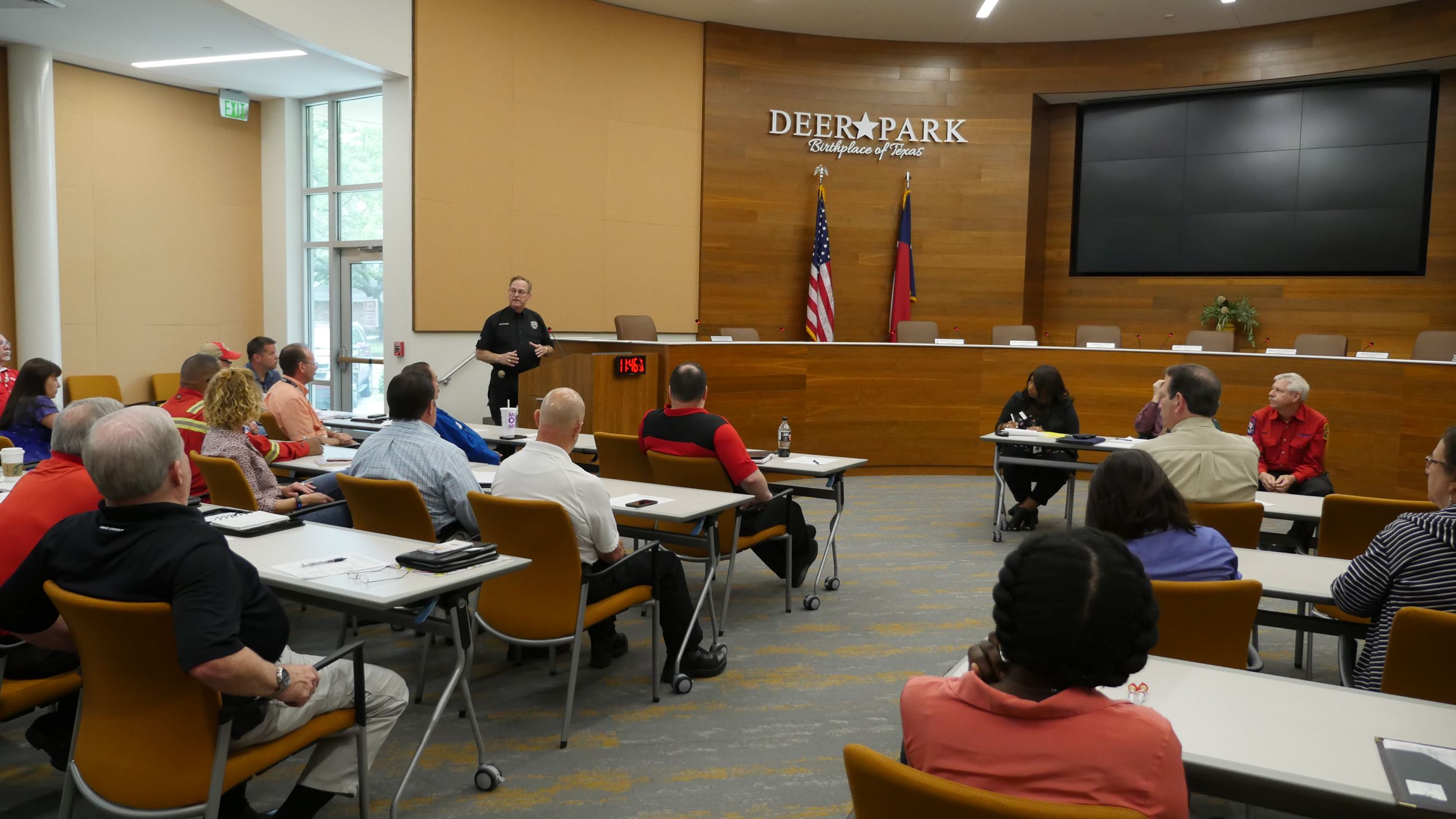 LEPC Meeting photo featuring members sitting at tables